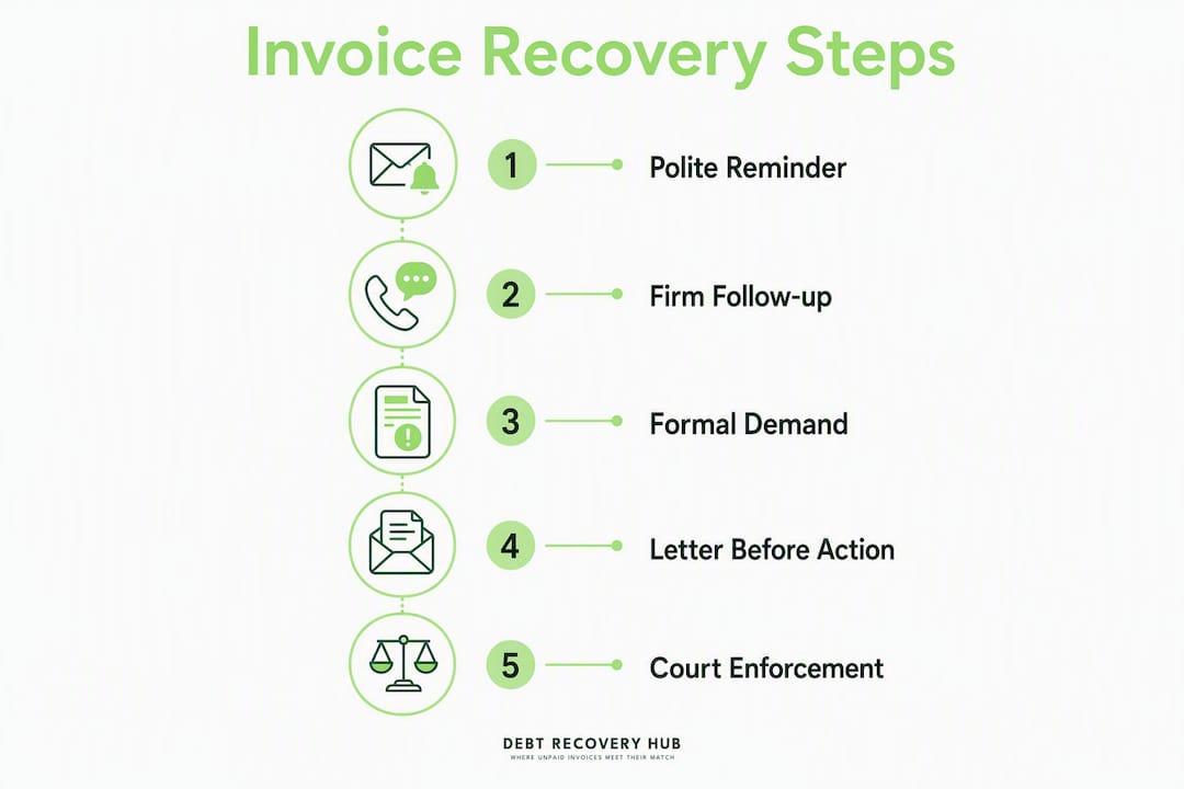 Infographic showing step-by-step invoice recovery process