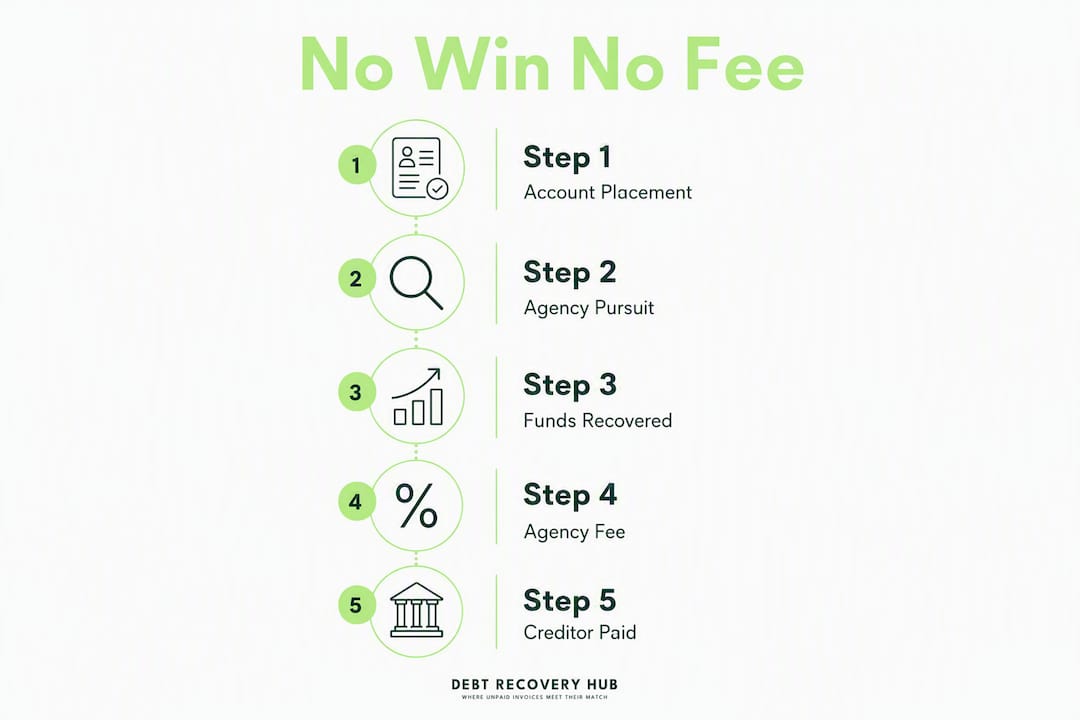 Infographic showing no win no fee process steps