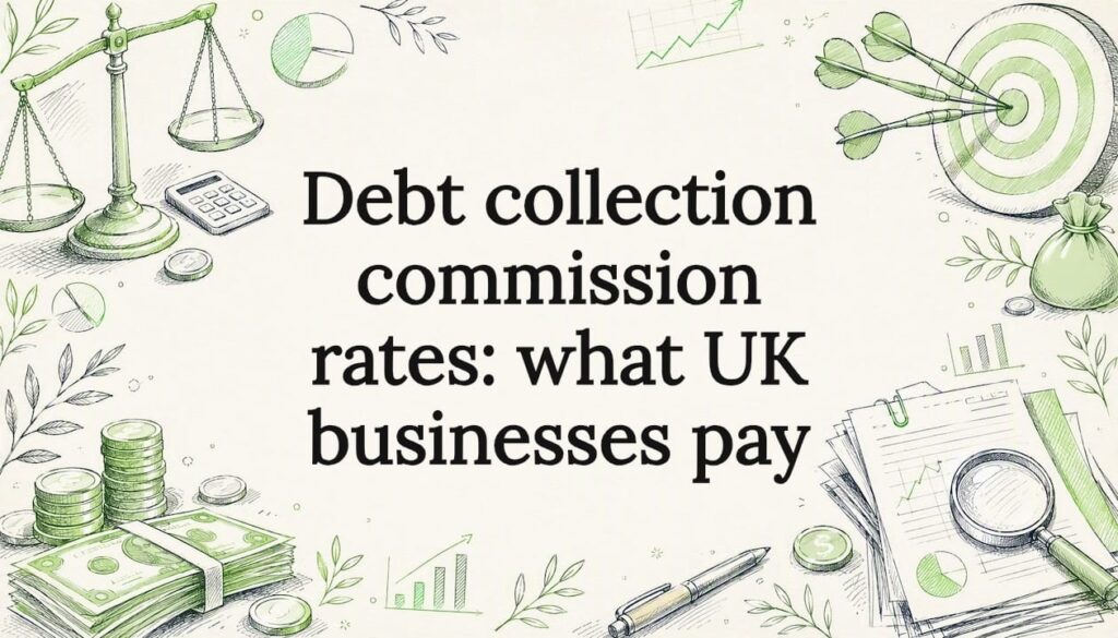Decorative title card illustration for debt collection article