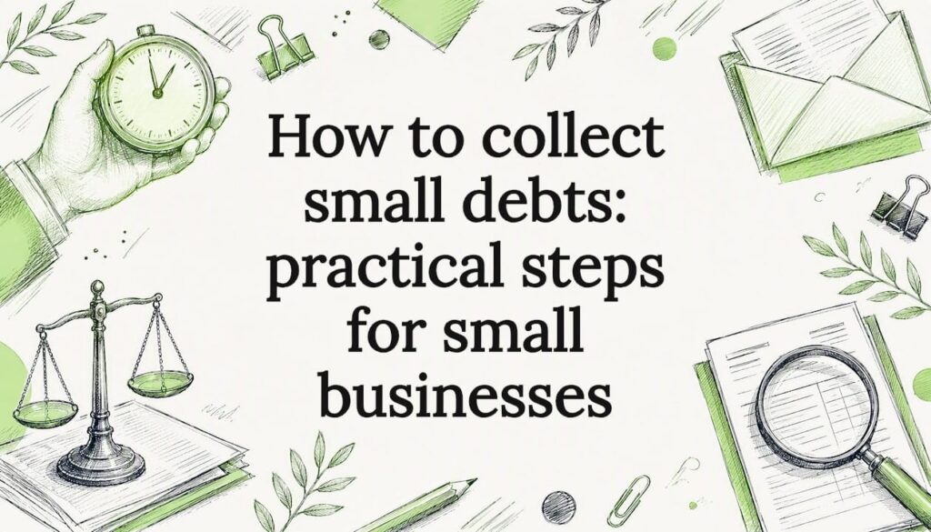 Decorative title card illustration for debt collection article
