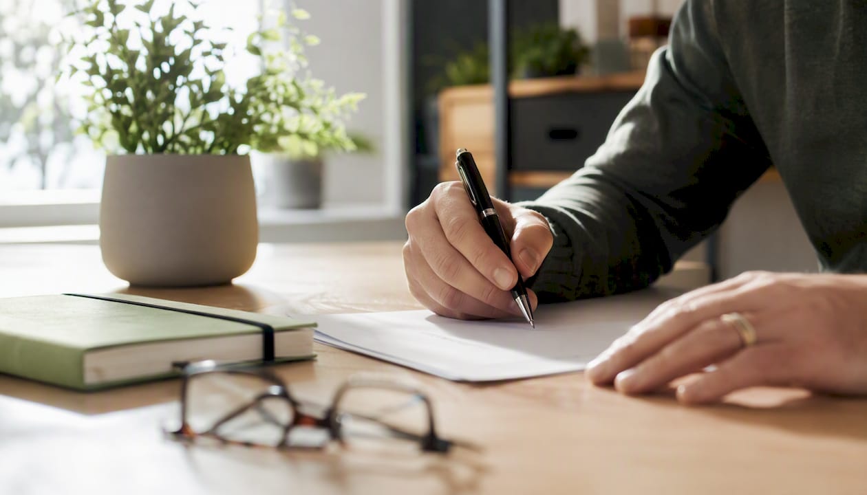 Landlord hands signing repayment plan