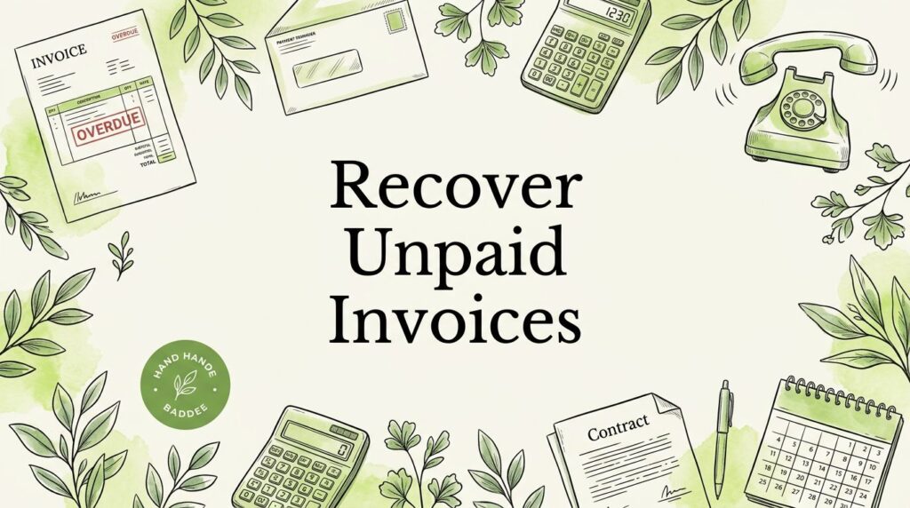 Illustration about recovering unpaid invoices with a bill, phone, calculator, contract, and calendar.