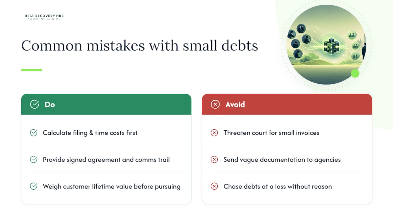 Common mistakes businesses make with small debts — overview diagram