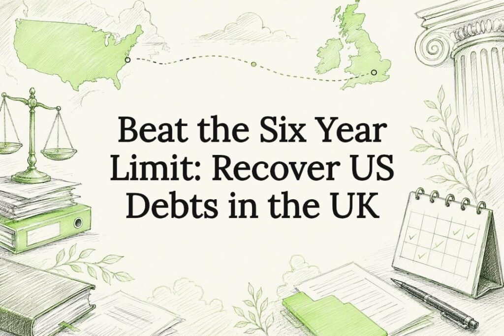 Decorative US UK debt recovery title card