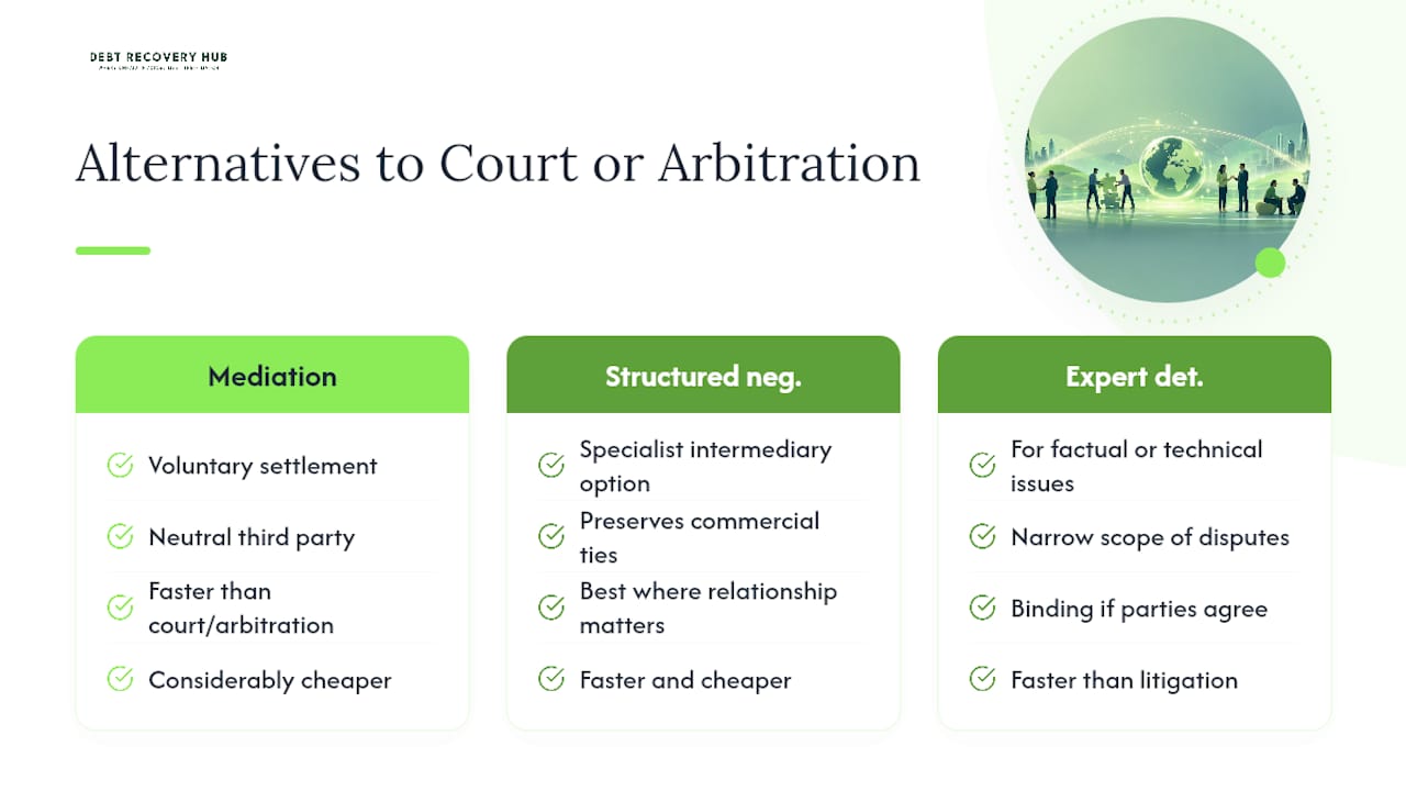 What other options exist besides court and arbitration? — overview diagram