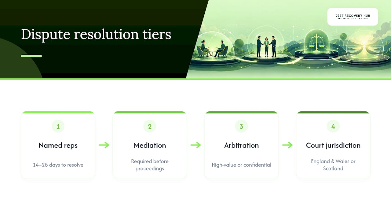 Tiered debt dispute resolution process