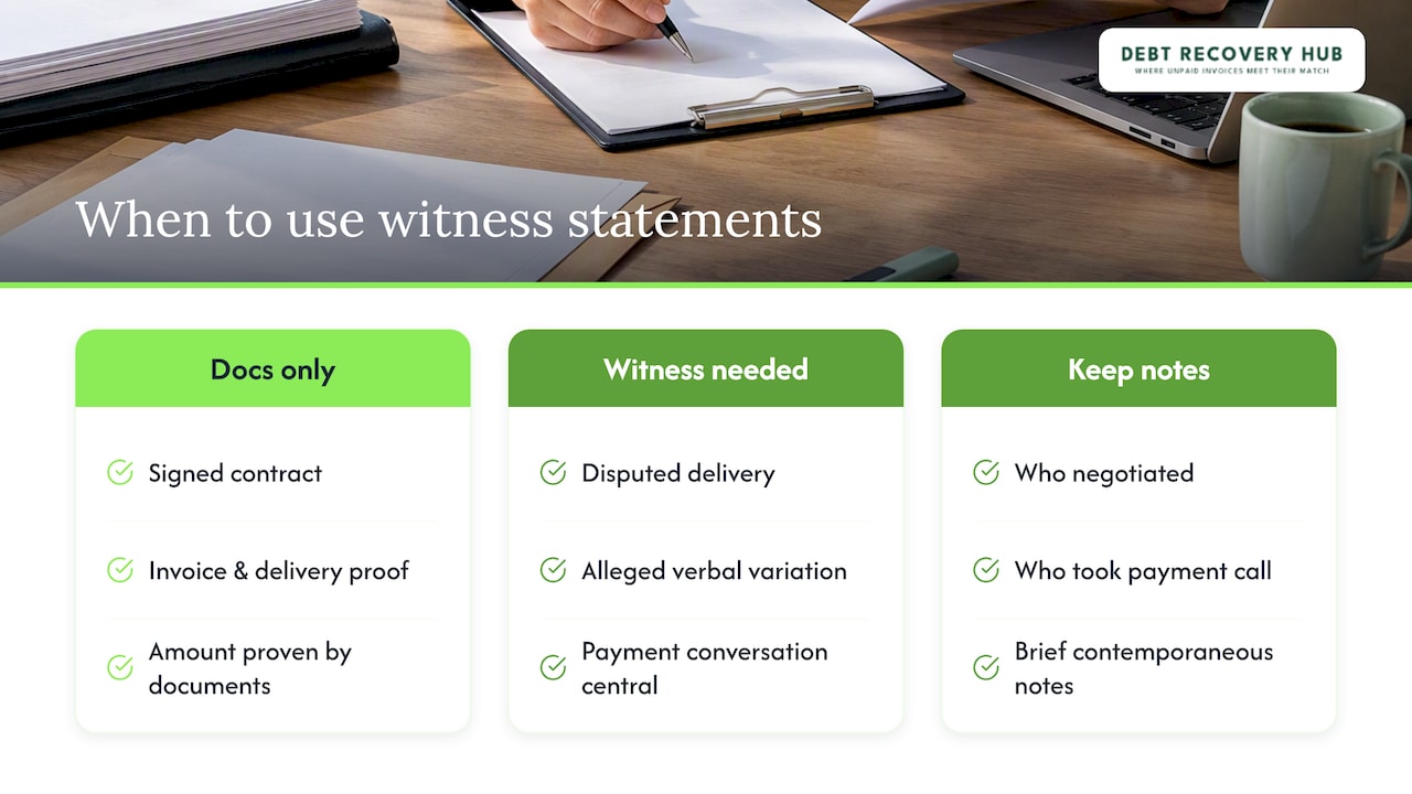 Why witness statements and affidavits can strengthen a claim — overview diagram
