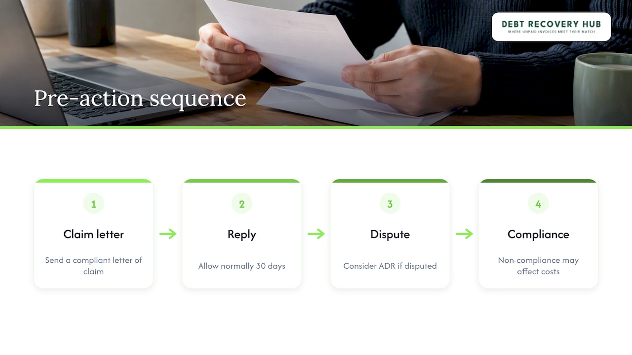 Pre-action steps before a debt claim reaches court
